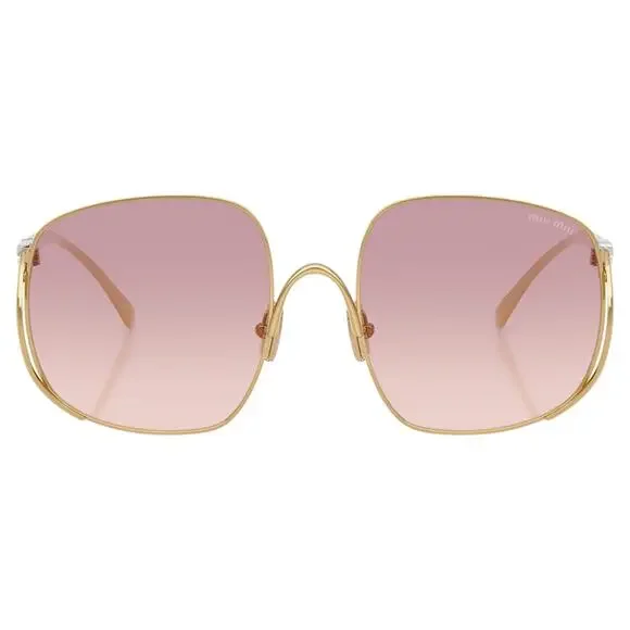 New MIU MIU Sunglasses MU A57S 5AK40S Gold Metal Square Oversized Gradient Lens - Picture 2 of 7